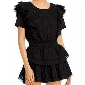 LoveShackFancy Natasha Short Sleeve Eyelet Mini Dress